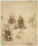 Made by Leonardo da Vinci / Studies for the Nativity. Verso: Three Geometrical Diagrams and a Caricature of a Head / 1482-92