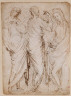 Made by Stefano da Verona / Three Standing Figures. Verso: Seated Woman and a Male Hermit in Half-length / ca. 1435