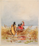 Frederick A. Verner / Two Indians Paddling through Bullrushes / 1893