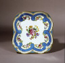 Royal Manufactory of Sèvres / Part of a Dessert Service with Flowers and Turquoise Blue Ribbons: A Square Fruit Dish / 1782