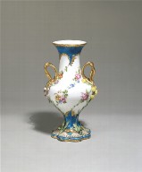 Vase with Floral Garlands, Partial Turquoise Blue Ground