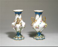Vase with Floral Garlands, Partial Turquoise Blue Ground