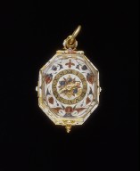 Rock Crystal and Gold Enamel Pendant Watch