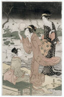 Women Beside a Stream Chasing Fireflies