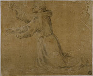 Kneeling Monastic Saint with Raised Arms