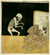 The actors Ichikawa Danjuro V as a skeleton, spirit of the renegade monk Seigen...