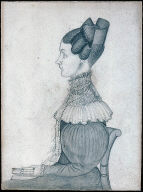Young Lady, profile to left, with high lace collar (Half-length, seated)