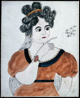 Lady pointing to a flight of Birds