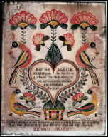Motto, with birds and flowers: 'Kehr dich auch nicht. . .'