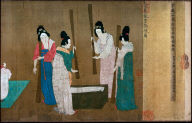Court Ladies Preparing Newly Woven Silk