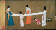 Court Ladies Preparing Newly Woven Silk