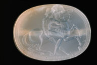 Scaraboid intaglio with nude youth and horse
