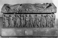 Sarcophagus and lid with representations (portraits) of husband and wife