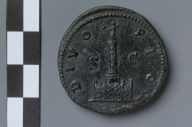 Sestertius struck under Marcus Aurelius with head of Antoninus Pius