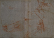 Five Sketches of Feet, Two Bust-Length Sketches of Men