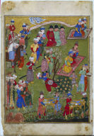 Frontispiece from an Manuscript of the Shahnamah of Firdawsi: Courtly Scene (left folio)