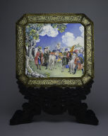Screen with European Figures (obverse), Landscape (reverse)
