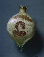 Pilgrim's Ampulla (Oil Flask) with Painted Nimbed (Haloed) Figure