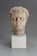 Portrait head of a man with curly hair