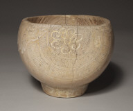 Baptismal Bowl with Christian Design of Cross and Insignia of the Society of Jesus: Hagi Ware