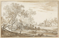 Landscape with a Wainwright Mending Wheels by a Village Road