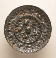 Mirror (Jing) with Grapevines, Birds, and Lions