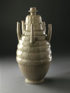Lidded Funerary Urn (Hu) with Five Spouts and Lotus Petals