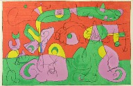 "Bougrelas et sa mère," plate VI, between pgs. 44 and 45, in the book Ubu roi by Alfred Jarry (Paris: Tériade Éditeur, 1966)