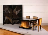 Four-panelled black lacquer screen