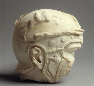 Head of a helmeted Roman soldier