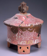 Lidded cylinder tripod vessel