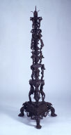 Altar candlestick black, with eighteen figures on six levels