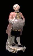 Court gentleman pink coat, gray muff