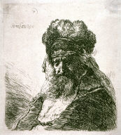 Old Bearded Man in High Fur Cap, with Eyes Closed