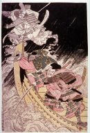 The ghost of Tomomori attacking Yoshitsune's ship at Daimotsu Bay