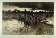 Landscape at Sunset- old road bridge in the foreground