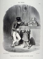 Un père qui fait sucer à son fils le lait des bons principes. no. 8 from the series Les papas