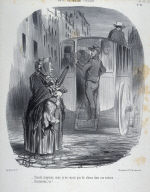 "Désolé, citoyenne, mais je ne reçois pas de chiens dans ma voiture...", "Aristocrate, va!..." no. 45 from the series Tout ce qu'on voudra