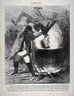 L'Empereur Soulouque ayant appris qu'un journaliste européen s'était permis de critiquer quelques uns des actes de son administration, est parvenu à saisir le coupable et l'a plongé dans une chaudière remplie de goudron brûlant... no. 145 of the series Actualités