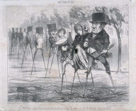 Les Parisiens ayant trouvé le moyen de circuler, en temps de pluie, sur les Boulevards macadamisés. no. 156 of the series Actualités published in Le Charivari 29 June 1850