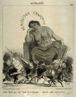 Vous finirez par vous lasser de m'attaquer...pauvres petits myrmidons!... no. 247 from the series Actualités published in Le Charivari 19 November 1851