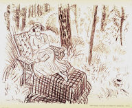 Jeune fille à la chaise-longue dans un sous-bois (Young girl on a chaise lounge under the trees)