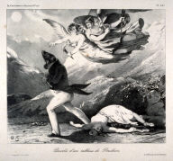 Parodie d'un tableau de Prudon, pl. from Le Caricature #170 (Parody of a painting by Pierre-Paul Prudon (1758-1823) Vengence and Jusitce Pursuing Crime, in the Louvre)