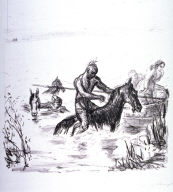 (One from the series) Fifty-one Mounted Lithographs of the Lederstrumpf Series, Japan paper proofs