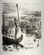 (One from the series) Fifty-one Mounted Lithographs of the Lederstrumpf Series, Japan paper proofs