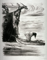 (One from the series) Fifty-one Mounted Lithographs of the Lederstrumpf Series, Japan paper proofs