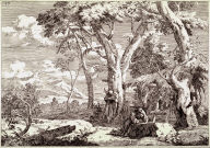 Wilderness Landscape with Two Hermits, pl. 17 from the portfolio Landscapes (Venice: Orsolini, 1730)