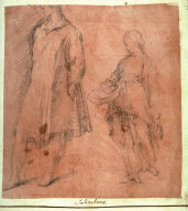 Recto: Studies of a Male and a Female Standing Figure Verso: Seated Female Figure