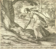 Thisbe Pyrami exemplum aemulata pectus sibi transuerberat (Thisbe Killing Herself), pl. 32 from the series Ovids Metamorphoses