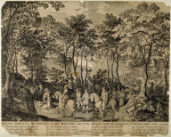 Abigail Montes Scandens, Fert Munera Secum, Queis Queat Isaicum Consiliare Sibi (Abigail before David), 1 Samuel 25:4, from a group of Biblical illustrations printed by C.J. Visscher